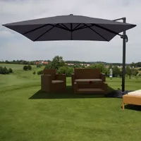 Gastronomie-Ampelschirm HWC-A96, 3x3m (Ø4,24m) Polyester Alu/Stahl 23kg anthrazit mit Ständer, drehbar