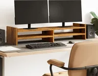 Stojak na monitor o wyglądzie odzyskanego drewna 100x27x20 cm materiał drewnopochodny