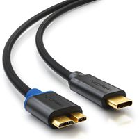 deleyCON 2m USB 3.0 Kabel - Stecker Typ 3.1 - USB C auf Micro USB - 5 Gbit/s Ladekabel Datenkabel für z.B. Smartphone Tablet Notebook Ladegerät - Schwarz
