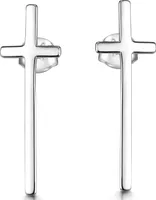MATERIA by Matthias Wagner Kreuz Ohrringe Silber 925 Damen Ohrstecker lang rhodiniert SO-328