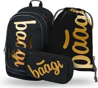 BAAGL Core Metallic Bronzen Rucksack-Set 3tlg: Rucksack, Federmäppchen, Turnbeutel