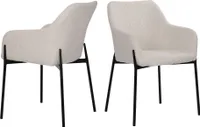SIT Möbel Armlehnstuhl 2er-Set | Bezug Bouclé-Stoff weiß | Metallbeine schwarz | B 63 x T 51 x H 79 cm | 04774-10 | Serie SIT&CHAIRS