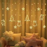 LED Light Curtain Christmas, Operated Fairy Lights Indoor Battery+USB Christmas Lighting for Remote Window, Balcony, Christmas, Party