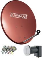 SCHWAIGER 494 SAT systém Satelitný komplet Satelitná anténa Twin LNB digital 8X F-plug 7mm Hliníková SAT anténa kompletná sada Cihlovo červená 55x62cm