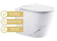 Wand-WC Set Nakia Tiefspüler ohne Spülrand kurz weiß marmoriert matt mit WC-Sitz 1280783