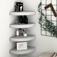 vidaXL Eck-Schweberegale 4 Stk. Betongrau 25x25x3,8 cm MDF