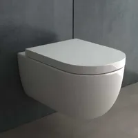 Alpenberger Moderne Toilette | Wand WC Spülrandlos | Keramik Hänge WC Komplettset mit WC Deckel mit Absenkautomatik | Nano Beschichtete Gäste WC Toilettenschüssel Passend zu Geberit (Aquanet 9105)