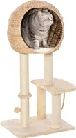 PawHut Katzenbaum Kratzbaum Kätzchen Möbel mit Katzenhöhle Ballspielzeug Sisal weiche Plüsch Höhe 100 cm Beige