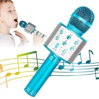 Drahtloses Bluetooth-Karaoke-Mikrofon, SGODDE Tragbares  Karaoke-Funkmikrofon mit mehrfarbigen LED-Leuchten, Noir-Lautsprecher- Mikrofon für