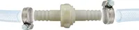tecuro Schlauchkupplung 3/3, beidseitig Ø 20 mm, mit Edelstahlschlauchschellen - Nylon weiß