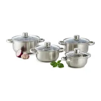 Topfset Induktion 8-tlg. Kochtopfset Edelstahl 4 + 4 Glasdeckel Spülmaschine
