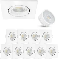 10 Stück Extra-Flache LED Einbaustrahler neutralweiß 4W Modul 230V - weiß eckig schwenkbar und flach