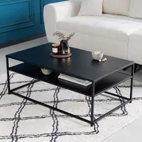 riess-ambiente Moderner Couchtisch DURA STEEL 100cm schwarz Metall mit Ablagefach Beistelltisch Tisch