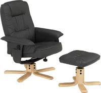 Relaxsessel CHARLY mit Hocker, schöner Drehsessel mit Kunstleder in grau, praktischer Polstersessel mit Seitentasche