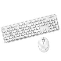 Mofii süßes kabelloses Retro-Punk-Tastatur- und Maus-Set, 104-Tasten-Tastatur/2,4-G-Funkübertragung/USB-Plug-and-Play/ergonomisches Design, weiß