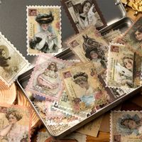 Sticker, 240 Pcs Vintage Aufkleber Stempel für  Kalender Tagebuch Fotoalbum, DIY Dekoration, 6,7*4,7cm
