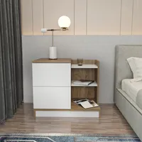 Skye Decor, Rena - White, Walnut, Nachttisch, Weiß, 100 % MELAMINBESCHICHTETE SPANPLATTEN, 72 x 45 x 60 cm