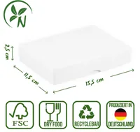 Faltschachtel 11,5 x 15,5 x 2,5 cm, Weiß, Karton, mit Deckel - 10er Set