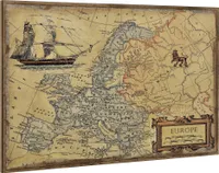 [art.work] Wandbild auf Leinwand fertig gerahmt 80x120cm Europakarte