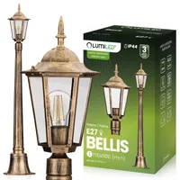 LUMILED Laterne Vintage Außen Wegeleuchte 230V 1m Höhenverstellbar Standlampe Patina Aluminium Glas IP44 E27 Fassung Outdoor Garten