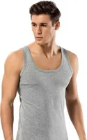 Selef Creation Unterhemd 4er Pack PREMIUM Herren Unterhemd Feinripp Tank-Top 100% Baumwolle Grau Größe XL
