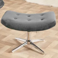 Eleganter Design Hocker MR. LOUNGER grau Samt mit Chromgestell Fußhocker Polsterhocker