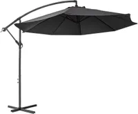 LARS360 Dunkelgrau Ø300cm Aluminium Sonnenschirm Marktschirm Balkonschirm Gartenschirm Ampelschirm Kurbelschirm Gartenschirm UV40+ Schutz