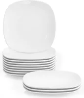 MALACASA, Serie Elisa, 12 tlg. Set Porzellan 9,7 Zoll Speiseteller Set Flachteller Essteller 24,8 x 24,8 x 2,7 cm
