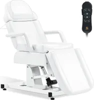 Kosmetikliege Elektrisch, Massageliege Klappbar & Höhenverstellbar, Tattoo Liege mit 3 Motoren, Massagetisch 0751 (Weiß/Kunstleder)