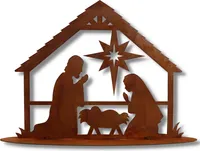 Rostikal Krippe Weihnachten Deko 28 x 40 cm Weihnachtskrippe mit Figuren Weihnachtsdeko Bethlehem
