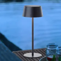 BRILLIANT čierna solárna vonkajšia stolová lampa PICCO | dobíjanie cez solárnu energiu a USB | 4W 300lm 3000K | kov/plast