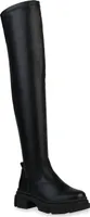 VAN HILL Damen Stiefel Leicht Gefütterte Overknees Profil-Sohle Schuhe 835970, Farbe: Schwarz PU, Größe: 39