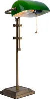 Bankerlampe Tischlampe, grün, messing, höhenverstellbar, H 56 cm