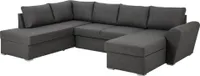 Stan sofa z funkcją spania narożna, prawy szezląg, szara.