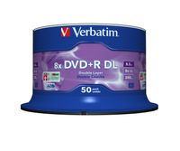 Verbatim DVD+R Double Layer 8x Matt Silver 50pk Spindle, Spindel