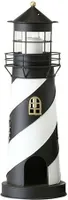 Laterne Leuchtturm MAASHOLM schwarz weiß 46 cm Gartenlaterne Metall Deko Garten