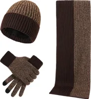 Wintermütze Schal Herren Touchscreen Handschuhe Warmes Herren Schal und Mütze Handschuh Set