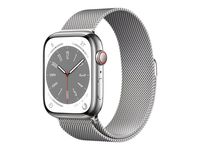 Apple Watch 8 Cell 45mm Edelst. Silver/Silver Milanese Loop