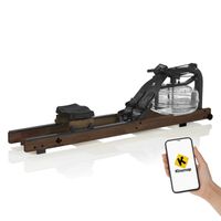 FitEngine Wasser-Rudergerät Smart | braun Rudergerät Rudermaschine Klappbar Ruderzugmaschine Wasser Heimtrainer Display