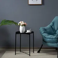 Runder Metalltisch im Loft-Stil - schwarz