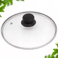 MIKONI Topfdeckel Ø 30 cm | SCHWARZ - GRIFF | Glasdeckel mit Edelstahlrand Sichtdeckel Kochtopfdeckel Universaldeckel Pfannendeckel