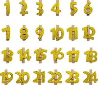 Oblique Unique 24 Mini Wäscheklammern Holz Miniklammern mit Zahlen 1- 24 Deko Klammern für Adventskalender Weihnachten