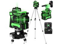 3D laserová vodováha 12 línií zelená 360º 30m so statívom