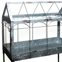 Esschert Design Gewächshaus mit auf Ständer 114 cm Metall Glas Deko klein Blumen
