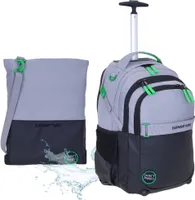 Trolley Rucksack 2 Teile Set Elephant Hero Signature Schultasche Ranzen Trolly Schultrolley mit Turnbeutel 13048 Color Block Grau Grün tt