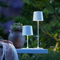 BRILLIANT portable LED Außen Tischlampe Kaami | Höhe: 37 cm | 2W 310lm 3000K | dimmbar über Touchdimmer | aufladbar über USB | weiß