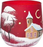 Teelichthalter, Winterlandschaft, rot