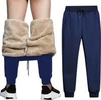 ASKSA Herren Fleece Jogginghose Winter Warme Sherpa Gefüttert Sweathose Hosen mit Kordelzug, Blau, M