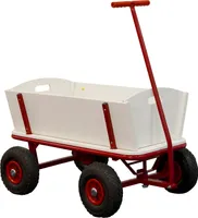 SUNNY Billy Beach Wagon Bollerwagen in Rot | Kinder Handwagen aus Holz mit Luftreifen | Belastbar bis 100  kg | 94x61x97cm