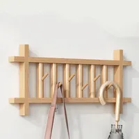Garderobenständer, Wandhaken, Holz Wandgarderobe, Garderobenhaken, Wandmontage, Hakenleiste, mit 6 360° drehbar Haken, 1 Hakentragfähigkeit 2,5 kg